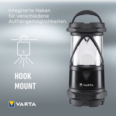 LED кемпінговий ліхтар VARTA Indestructible L30 Pro з 6 батарейками AA, водонепроникний, з нічним режимом, для риболовлі, кемпінгу, аутдор та аварійного освітлення