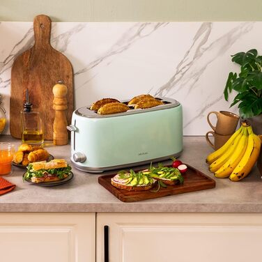 Тостер Cecotec Toast&Taste 1600 Retro Double Green на 4 тости, нержавіюча сталь, 1630 Вт