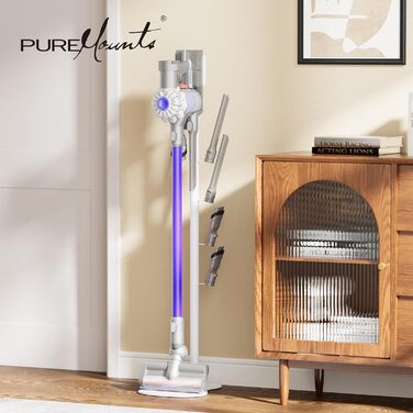 Підставка-стійка для пилососів PureMounts, універсальна, сумісна з Dyson, Philips, Samsung, Bosch, Miele, Anyson, Xiaomi, біла, тримач аксесуарів