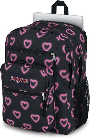 Рюкзак JanSport BIG STUDENT для школи та міста, чорний з принтом Happy Hearts, великий об'єм