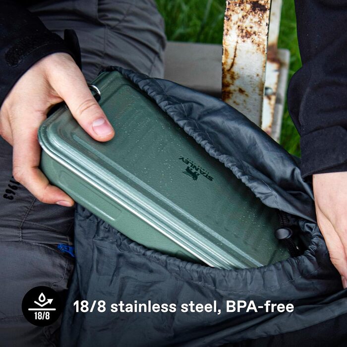 Ланчбокс зі сталі Stanley Classic 1.2L Hammertone Green — герметичний контейнер для їжі з нержавіючої сталі, BPA-free