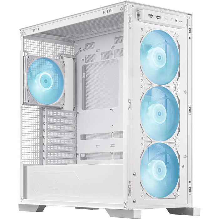 Ігровий корпус ASUS TUF GT302 ARGB білий, Mid-Tower ATX, 4x140 мм ARGB вентилятори, змінні бокові панелі, підтримка ATX материнських плат із прихованими роз'ємами, сітчаста фронтальна панель