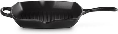 LE CREUSET Сковорода-гриль з чавуну, квадратна, 26 см, для всіх типів плит (включно з індукційними), 2,86 кг, чорна матова, 20183260000422 Meringue