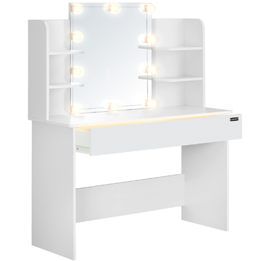 Туалетний столик Casaria, білий МДФ, 108x40x140 см, з LED-підсвіткою
