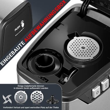 Електрична м'ясоподрібнювач AAOBOSI 3000W з LED-дисплеєм, 9 швидкостей, з нержавіючої сталі, для дому, з насадкою для ковбас та кіббе