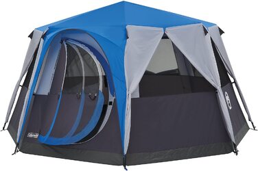 Намет Coleman Octagon з великими вікнами, 360° оглядом, міцним сталевим каркасом, інтегрованою підлогою, водонепроникний, синій, на 1 людину