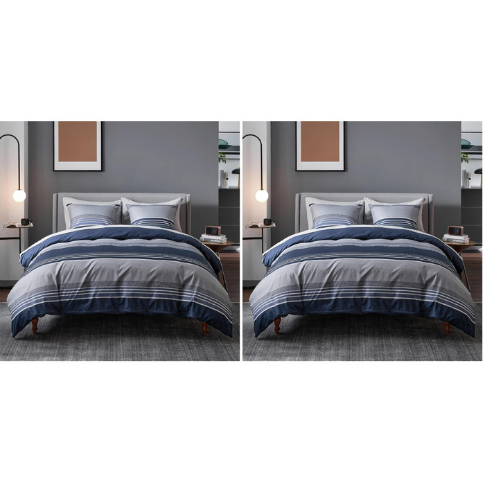 Комплект постільної білизни BEDSURE з мікрофібри, 4 предмети, сірий з гілками (155x220 см, 2 наволочки 80x80 см), синій колір