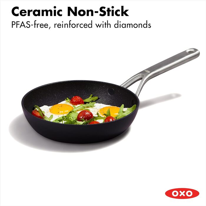 Набір посуду OXO Professionelles 10 предметів, кераміка з антипригарним покриттям, індукція, нержавіюча сталь, чорний (сковорода 20 см)