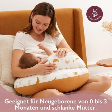 Подушка для годування Momcozy з захисним бордюром – ергономічна подушка для годування та підтримки з регульованим ремінцем та знімним бавовняним чохлом, дизайн "Метеоритний душ", "Місяць та зірки"