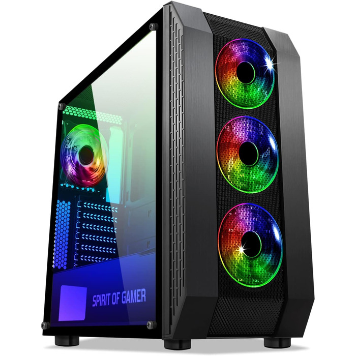 Ігровий корпус SPIRIT OF GAMER Rogue VI ATX/mATX/ITX з гартованим склом, 4 адресовані RGB LED вентилятори 120 мм, сумісний з Aura/MSI Mystic/ASROCK 3Pin