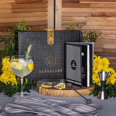 BarDeluxe Бостонський шейкер 5 в 1, набір бармена з нержавіючої сталі 750 мл, коктейльний мікс-набір, аксесуари для коктейлів, подарунковий набір із сумкою та рецептурником, сріблястий