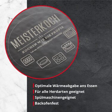 Преміальна вок-сковорода MEISTERKOCH 37 см, 6 л, емальоване чавунне покриття, для індукції, посудомийної машини та всіх плит і духовки