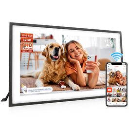 Цифровий фоторамка Frameo 15.6 дюймів, 32 ГБ, FHD 1920x1080, сенсорний екран, Wi-Fi, чорно-білий