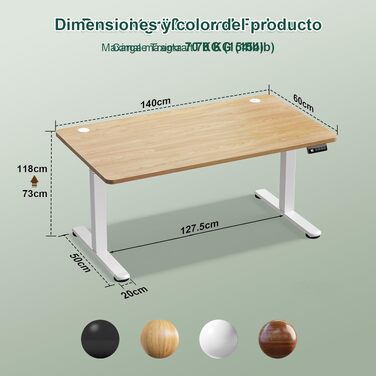 Електричний регульований стіл JUMMICO 140x60 см, бежевий - стоячий стіл з функцією пам'яті