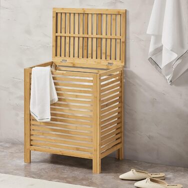 Бамбуковий кошик для білизни en.casa Skövde 65 л, знімний мішок, 50,5x35,5x60 см