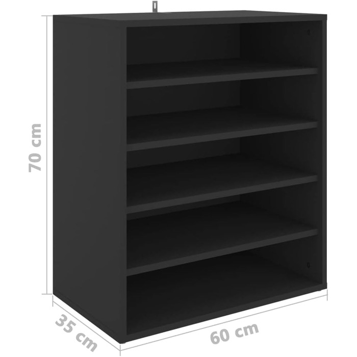 Взуттєва шафа vidaXL, 5 полиць, настінна, чорна, 60x35x70 см, ДСП, органайзер для взуття