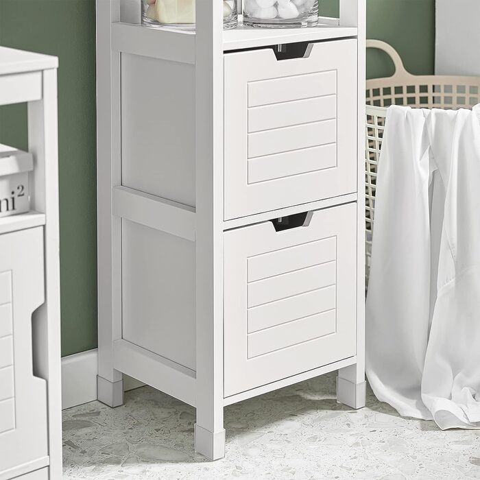 Висока шафа для ванної SoBuy FRG126-W, біла, з ніжками, 30x144x30 см – меблі для ванної кімнати