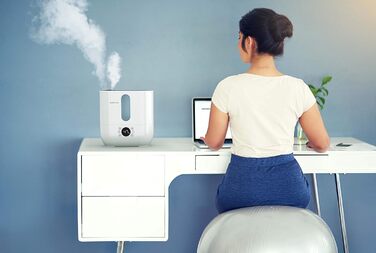 Ультразвуковий зволожувач повітря BONECO U350 з ароматизацією, 5 л, для приміщень до 80 м², автоматичний режим, таймер, функція підігріву, подвійна насадка, водяний фільтр, білий