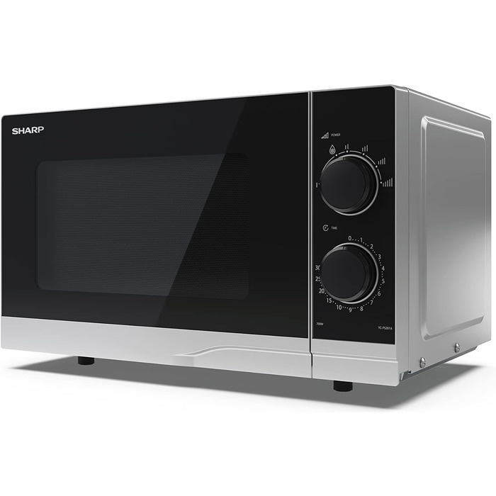 Мікрохвильова піч SHARP PS201AES, 700 Вт, 6 режимів, розморожування, 455x274x329 мм, срібляста
