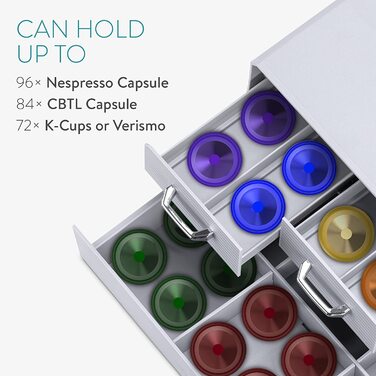 Navaris органайзер для капсул кави, 4 шухляди, для Nespresso, CBTL та інших, коробка для зберігання кавових капсул, світло-сірий