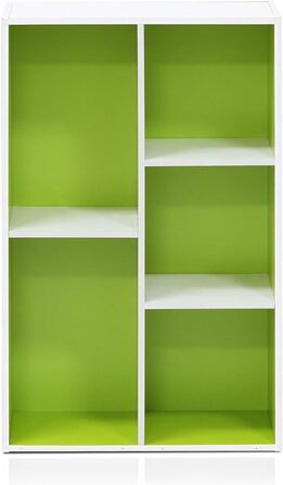 Стелаж Furinno Luder, 5-секційний, двосторонній, відкритий, біло-зелений