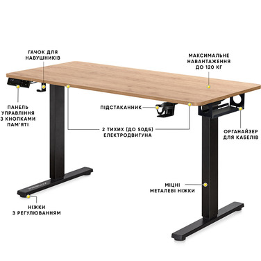 Стіл Mealux PowerDesk Duo XL Mahogany (арт. EVO-252 Duo Mahogany/B)