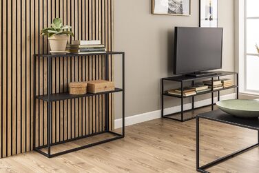 Консольний стіл AC Design Furniture Nino з металу, чорний, індустріальний стиль, з 1 полицею, для вітальні та передпокою, 79,5x80,5x26 см