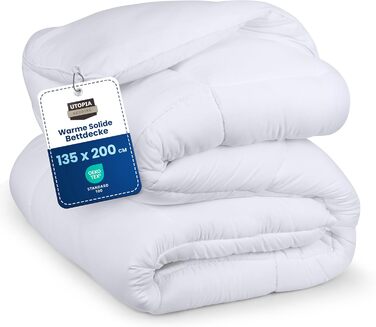 Ковдра Utopia Bedding 200x200 см, стегане покривало з поліестеровим наповнювачем 350 GSM (біле)