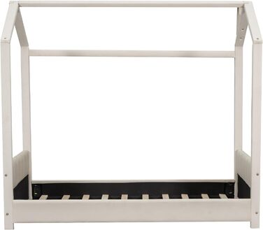 Дитяче ліжко Merax 90x200 см, бежеве, з каркасом, підлогове, з узголів’ям і узніжжям, без матраца, для хлопчиків та дівчаток
