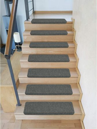 Комплект килимків для сходів Kettelservice-Metzker Ramon, прямокутні, 65x24x3,5 см, сірі, 15 шт.