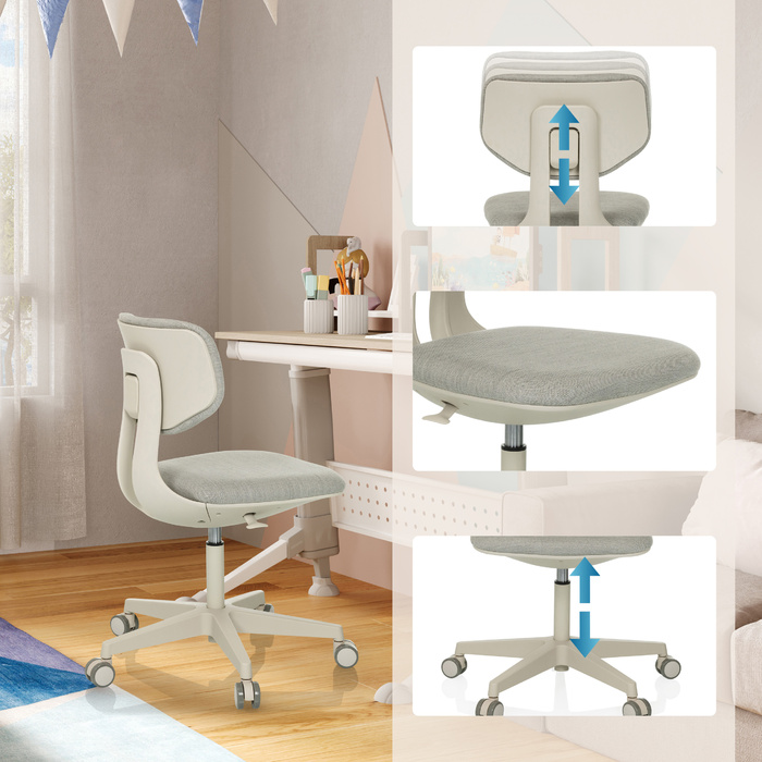 Дитячий письмовий стілець / дитячий стілець KID CLASSIC тканина сірий hjh OFFICE