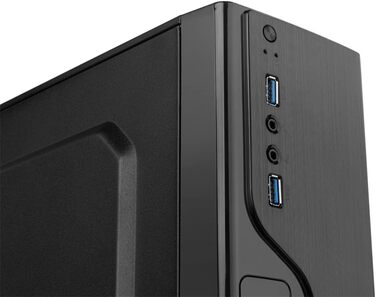Корпус для ПК NOX LITE070 Mini-Tower з блоком живлення 500 Вт, USB 3.0, вентилятор 80 мм, підтримка Micro ATX/ITX, чорний, передня панель з шліфованим покриттям