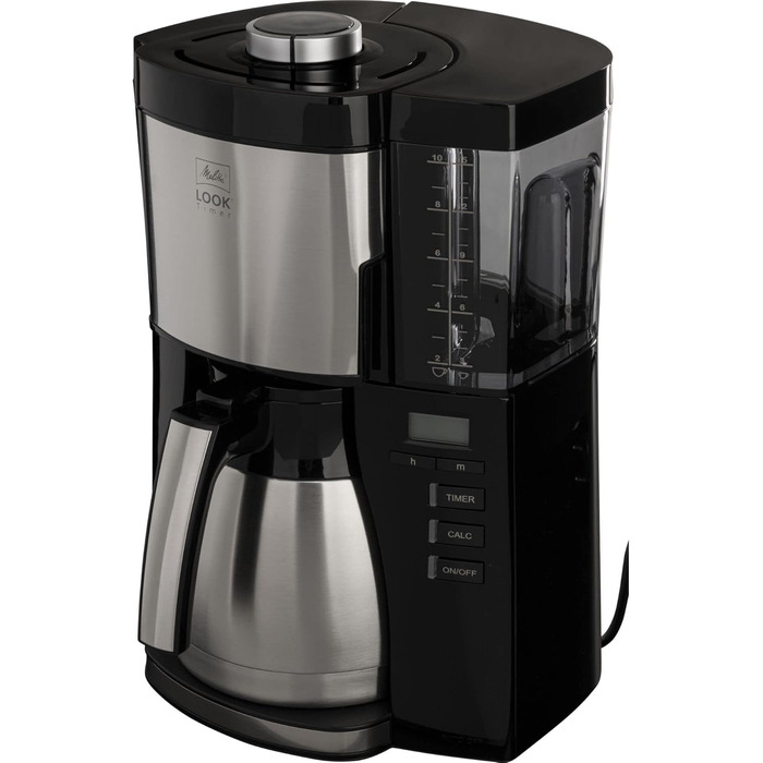 Кавоварка Melitta Look Timer з термокухлем, таймером, антикрапельною системою, на 10 чашок, чорна