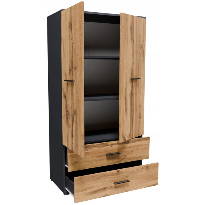 Стелаж Matkam 69 x 130 x 34 см, дуб вотан, графіт