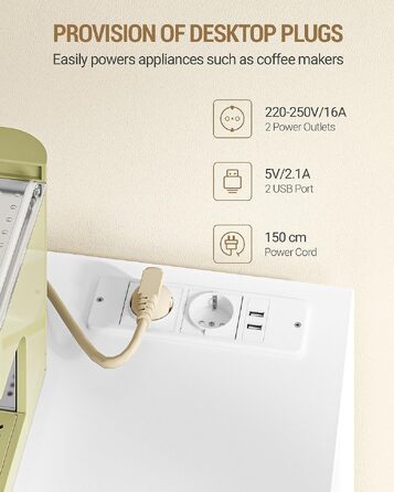 Сервант-буфет Hzuaneri для кухні та вітальні з LED-підсвіткою та вбудованим подовжувачем (розетками), білий