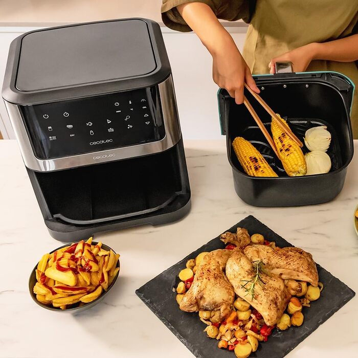 Фритюрниця з гарячим повітрям Cecotec Cecofry Supreme 8000, 8 л, 1800 Вт, без масла, сенсорне управління, 10 програм, попередній нагрів, сигнал, нержавіюча сталь