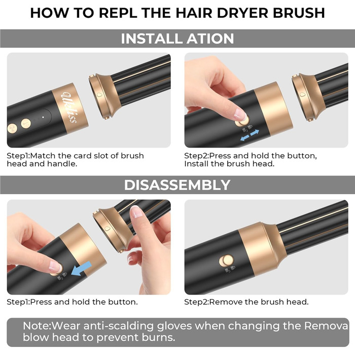 UKLISS Airstyler Pro 7 в 1: Фен-щітка з дифузором, 1400 Вт, 110000 об/хв, професійний стайлер для сушіння, завивки та випрямлення волосся (бірюзовий)