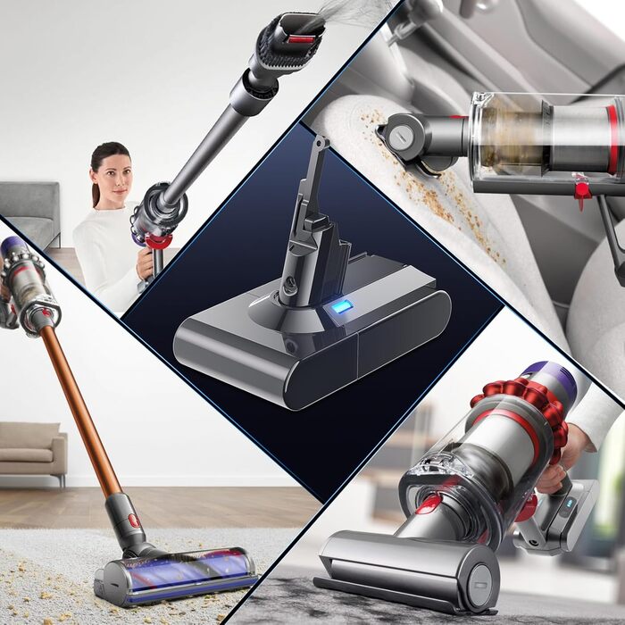 Акумулятор для пилососа Dyson V10 (Powtree) + фільтр та гвинти - 6.0Ah, Сірий