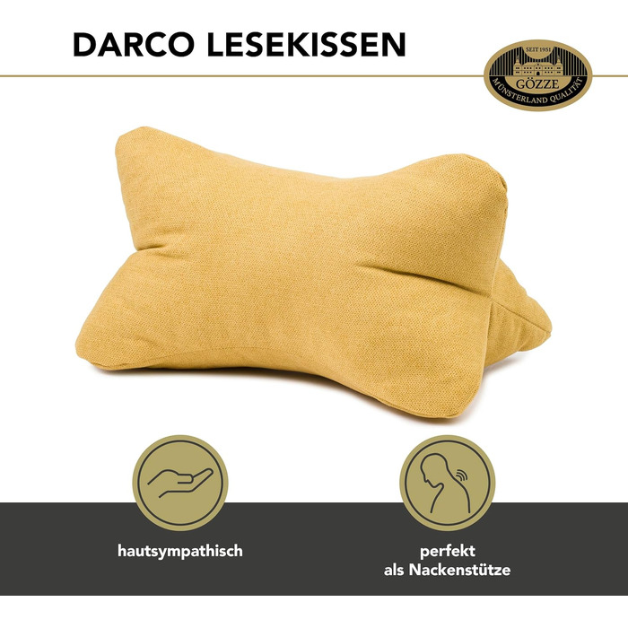 Подушка для читання Gözze Darco м'яка, гірчичний колір, 40x25 см - ідеально для дивана та читання
