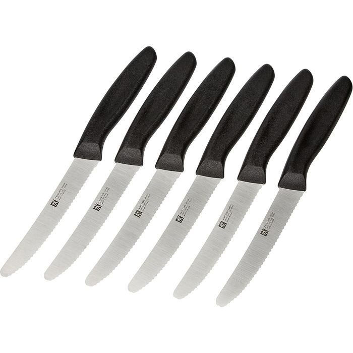 Набір ножів ZWILLING Gourmet 7-тг. та 6-тг. з бруском, нержавіюча сталь, Twin Grip, чорно-коричневі ручки