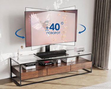 Підставка для телевізора FITUEYES, регульована, обертається, для ТВ 32-65 дюймів, VESA 600x400, чорна