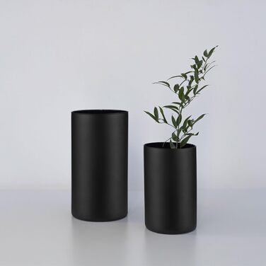 Ваза для квітів Trend For Home циліндрична, 21.5 см, чорна матова, 2.8 л, для декорів, пампас трави, свічок