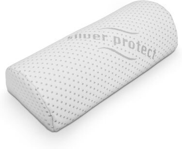 Подушка для шиї Bestlivings з піни Memory Foam (30x35x9 см) з антимікробним чохлом Silver Protect, Öko-Tex, напівциліндр 42x20 см