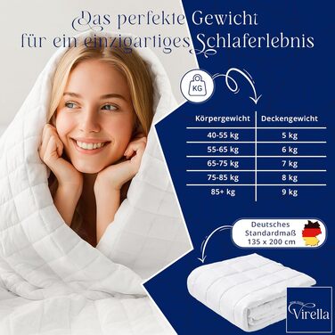 Обтяжувальна ковдра Virella 5 кг, 135x200 см, важка ковдра для сну з 100% бавовни