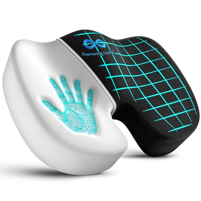 Подушка для сидіння Everlasting Comfort з Memory Foam для комфорту – Ергономічна подушка для підтримки куприка – М'яка подушка на стілець для здорової постави, чорна