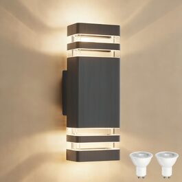 Стіна LED світильник вуличний Up and Down, водонепроникний IP54, 2×5W, 3000K тепле біле світло, патрон GU10, антрацит, 1 шт.