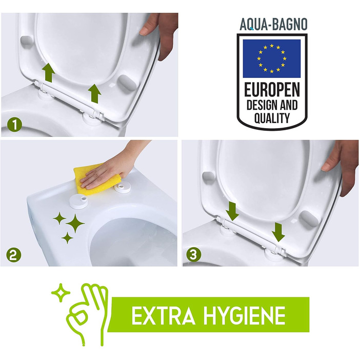 Універсальний туалетний сидіння Aqua Bagno з мікроліфтом, знімний WC-сидіння O-подібної форми, білий, накладна кришка