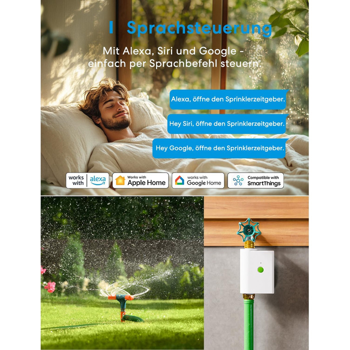Meross MST100 Контролер поливу WiFi для вулиці з керуванням через додаток | Apple Home, Alexa, Google Home | Моніторинг витрати води