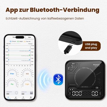 Ваги для кави BOOKOO з таймером, 0.1г, Bluetooth, USB - Еспресо та Pour-Over