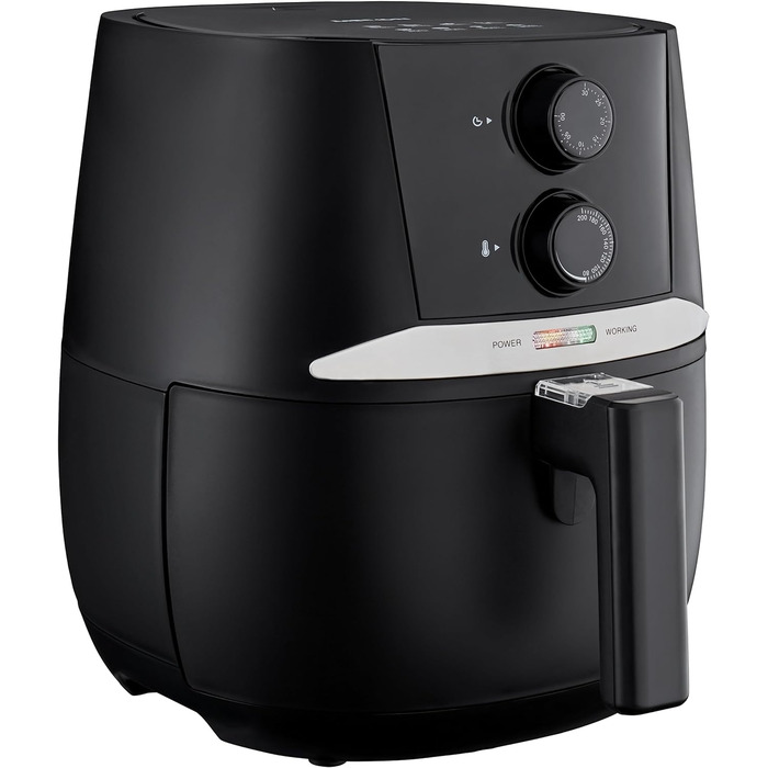 Аерофритюрниця MEDION E20 L, 3,2 л, 1400 Вт, без олії, таймер 30 хв, захист від перегріву, чорна